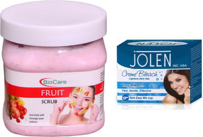 

Biocare Fruit Scrub 500ml and Jolen Oxy Bleach Crème 35g(Set of 2)