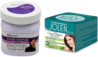 

Biocare Hair Repair Spa 500ml and Jolen Aloe Vera Bleach Crème 18g(Set of 2)