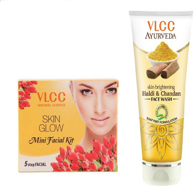 

VLCC Skin Glow Mini facial kit + Haldi & Chandan Face wash 100ml(Set of 2)