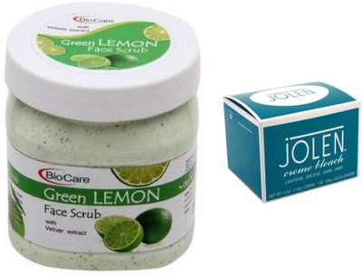

Biocare Green Lemon Face Scrub 500ml and Jolen Crème Bleach 18g(Set of 2)