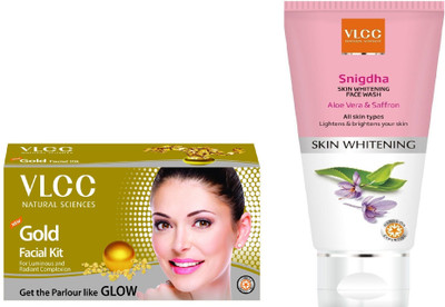 

VLCC Gold Facial kit 60gm + Snigdha face wash 100gm(Set of 2)