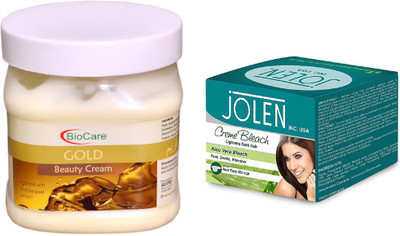 

Biocare Gold Cream 500ml and Jolen Aloe Vera Bleach Crème 18g(Set of 2)