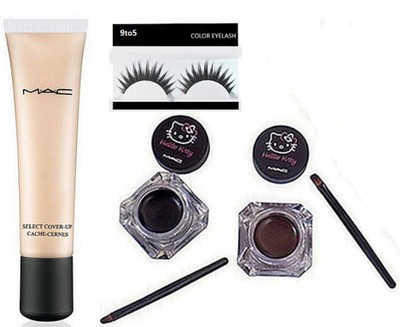 

9 to 5 Eyelashes, Select Cover-up Cache Cernes Foundation & Two Balm Gel Eyeliner(Set of 4)