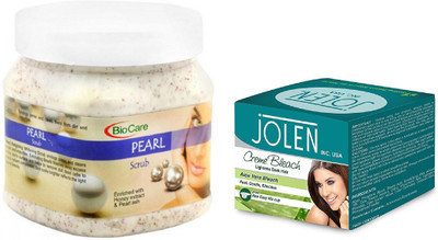 

Biocare Pearl Scrub 500ml and Jolen Aloe Vera Bleach Crème 18g(Set of 2)