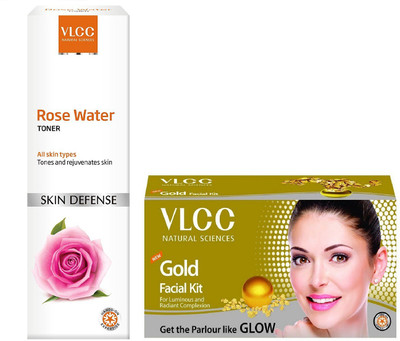 

VLCC Rose Water Toner 100ml+Gold Facial kit 60gm(Set of 2)