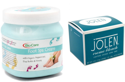 Biocare Foot Spa Cream 500ml and Jolen Crème Bleach 18g(Set of 2)