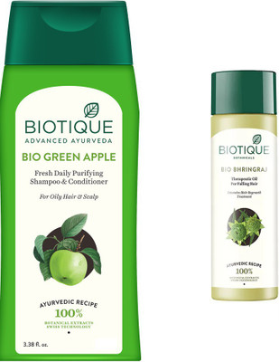 

BIOTIQUE BIO bio green apple shampoo, Bhringraj Therapeutic Oil(Set of 2)