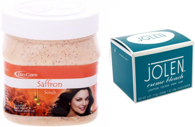 

Biocare Saffron Scrub 500ml and Jolen Crème Bleach 18g(Set of 2)