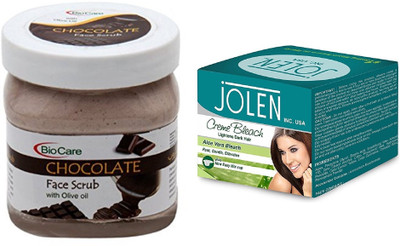 

Biocare Chocolate Scrub 500ml and Jolen Aloe Vera Bleach Crème 18g(Set of 2)