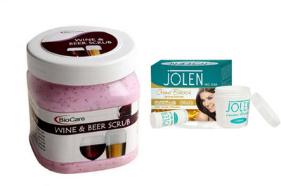 

Biocare Wine & Beer Scrub 500ml and Jolen Gold Bleach Crème 18g(Set of 2)