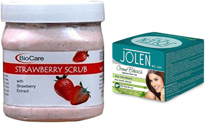 

Biocare Strawberry Scrub 500ml and Jolen Aloe Vera Bleach Crème 18g(Set of 2)