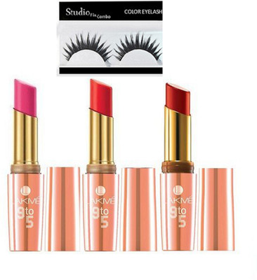 

Studio Fix Combo Eyelashes& 9 To 5 Creme Lipstick Natural Pack Of 3(Set of 4)