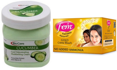 

Biocare Cucumber Cream 500ml and Fem Gold Crème Bleach 64g(Set of 2)