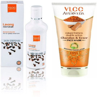 

VLCC lavang Moisturiser 100ml + Chandan & Kesar face wash 100ml(Set of 2)