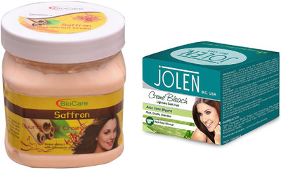 

Biocare Saffron Cream 500ml and Jolen Aloe Vera Bleach Crème 18g(Set of 2)