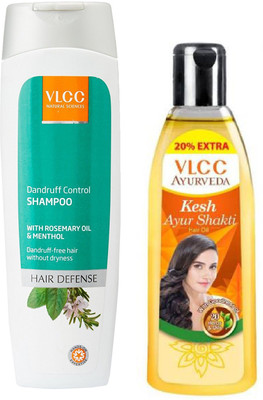 

VLCC Dandruff control shampoo 350ml+Kesh Ayurshakti hair oil 120ml(Set of 2)