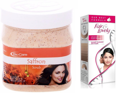 

Biocare Saffron Scrub 500ml and Fair & Lovely Advanced Multi Vitamin Face Cream 80G(Set of 2)