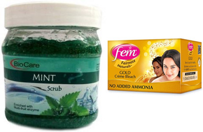 

Biocare Mint Scrub 500ml and Fem Gold Crème Bleach 64g(Set of 2)