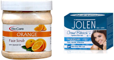 

Biocare Orange Face Scrub 500ml and Jolen Oxy Bleach Crème 35g(Set of 2)