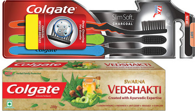 

Colgate Combo 1 Swarna Vedshakti Tooth Paste,3 Tooth Brush(Set of 2)