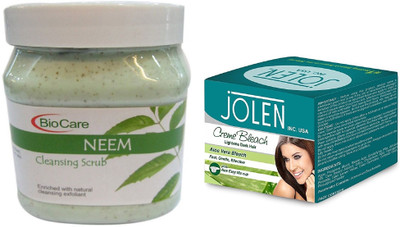 

Biocare Neem Scrub 500ml and Jolen Aloe Vera Bleach Crème 18g(Set of 2)