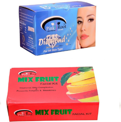 

Pink Root Diamond Bleach 250gm and Mix Fruit Facial Kit 83gm(Set of 2)
