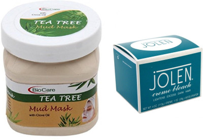 

Biocare Tea Tree Mud Mask 500ml and Jolen Crème Bleach 18g(Set of 2)