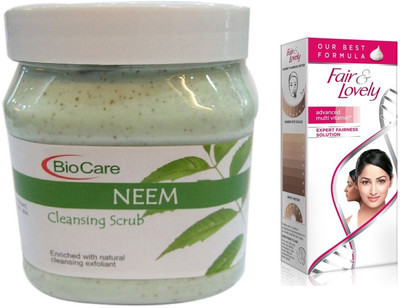 

Biocare Neem Scrub 500ml and Fair & Lovely Advanced Multi Vitamin Face Cream 80G(Set of 2)