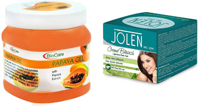 Biocare Papaya Gel 500ml and Jolen Aloe Vera Bleach Crème 18g(Set of 2)