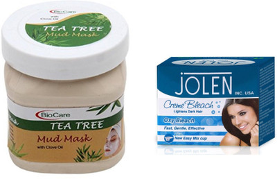 

Biocare Tea Tree Mud Mask 500ml and Jolen Oxy Bleach Crème 35g(Set of 2)