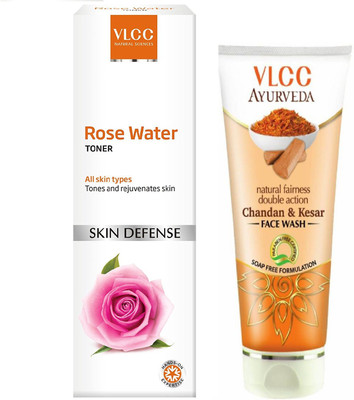 

VLCC Rose Water toner + Chandan & kesar Face wash combo(Set of 2)