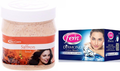 

Biocare Saffron Scrub 500ml and Fem Diamond Crème Bleach 30g(Set of 2)