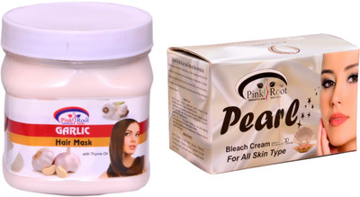 

Pink Root Pearl Bleach 250gm and Garlic Hair Mask 500ml(Set of 2)