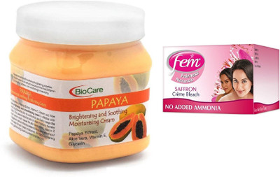 

Biocare Papaya Cream 500ml and Fem Saffron Crème Bleach 64g(Set of 2)