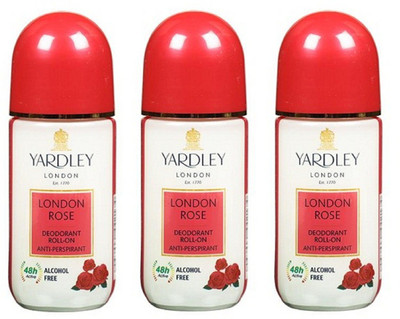 

Yardley London London Rose Deodorant Roll-On Alcohol Free 50ML Each (Pack of 3) Deodorant Roll-on - For Women(150 ml, Pack of 3)