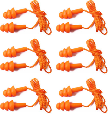

Vezual Reusable Noise Reduction (6 Qty) Corded Ear Plug & Nose Clip(Orange)