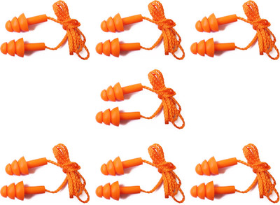 

Vezual Corded Reusable Noise Reduction (7 pcs) Ear Plug & Nose Clip(Orange)