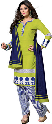 

Dfolks Cotton Printed Salwar Suit Dupatta Material(Un-stitched), Green
