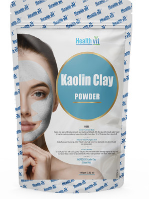 

HealthVit Kaolin Clay Powder (3.52 oz) |For Face Mask| Acne| Blackheads|Glowing Skin(100 g)