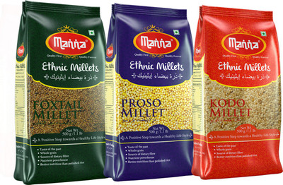 

Manna Foxtail Millet, Kodo Millet & Proso Millet Mixed Millet(1500 g, Pack of 3)
