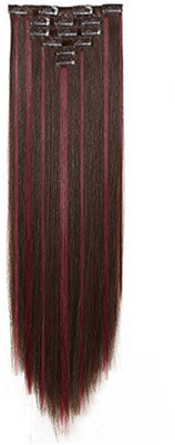 

Rapidsflow Clip In Straight 6 pcs Extensions For Women And Girls Burgundy Highlighting Hair Extension