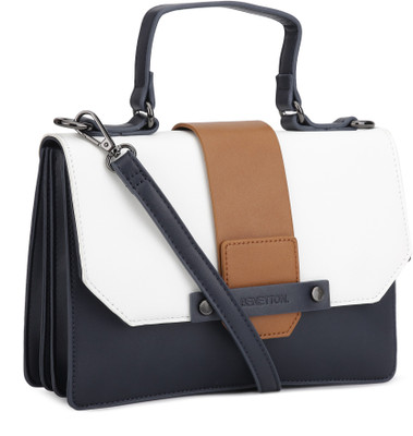 

United Colors of Benetton Hand-held Bag(White, Blue), Blue;white
