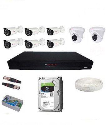 CP PLUS FULL HD 2.4MP CAMERAS COMBO KIT 8CH HD DVR+ 6 BULLET CAMERAS + 2 DOME CAMERAS+1TB HARD DISC+ WIRE ROLL +SUPPLY & ALL REQUIRED CONNECTORS,DVR Security Camera(4 TB, 8 Channel)