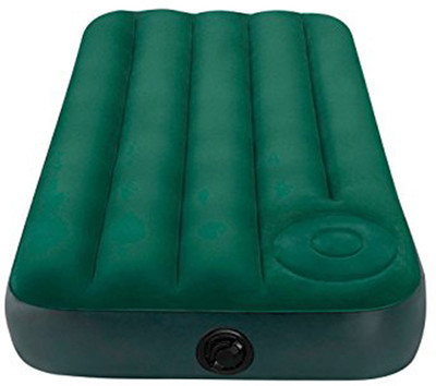 

Intex ® Original Inflatable Single Bed,Camping Air Mattress with Flocked Mattress and Built In Foot Pump Inflatable Bed(Green)
