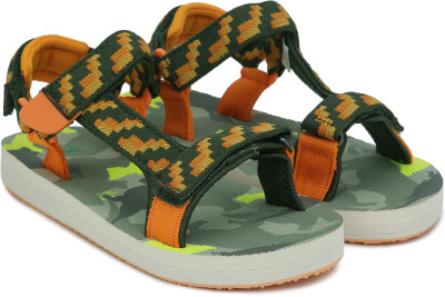 

United Colors of Benetton Boys Velcro Sports Sandals(Orange, Neon orange and navy