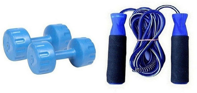 

PEANA BLUE COLOR 3KG VINYL PLASTIC DUMBELL AND BLUE COLOR BEARING SKIPPING ROPE Gym & Fitness Kit