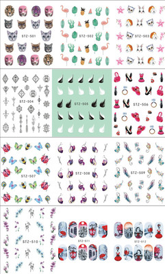 

GutarGoo Mixed Nail Art Water Transfer Stickers - Flower/Flamingo/Feather Pattern Water Decals Manicure Nail Decor (12 Sheets)(Multi)