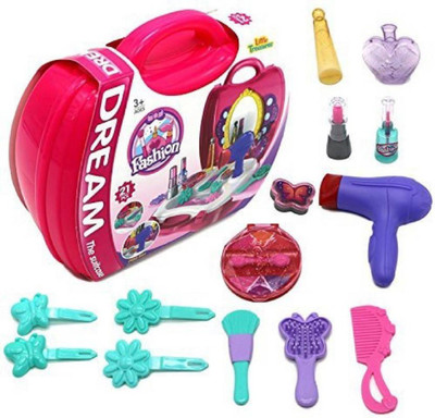 

P17 collection Little Treasures Girls Dream Beauty Pretend Play Set - Makeup Set & Hair Styling Set All In 1 For Kids 3+ (Multicolor)
