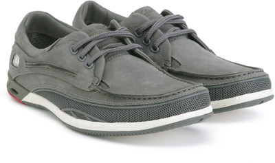 

Clarks Orson Lace Dark Grey Lea Sneakers For Men(Grey, White