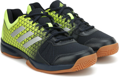 

ADIDAS NET NUTS INDOOR Badminton Shoes For Men(Blue, Green, Legink/silvmt/syello